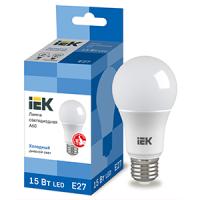 Лампа свд 220В Е27 15Вт 6500К 1350лм стандарт A60 матовая IEK 